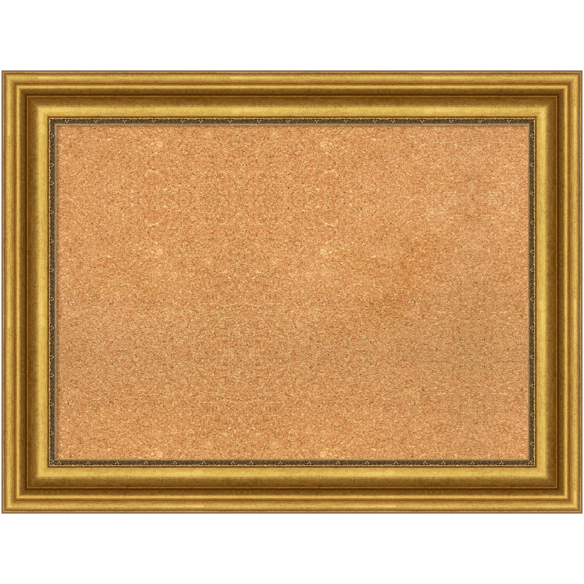 Premium Framed Natural Cork Bulletin Board with Gold Frame - 33.75