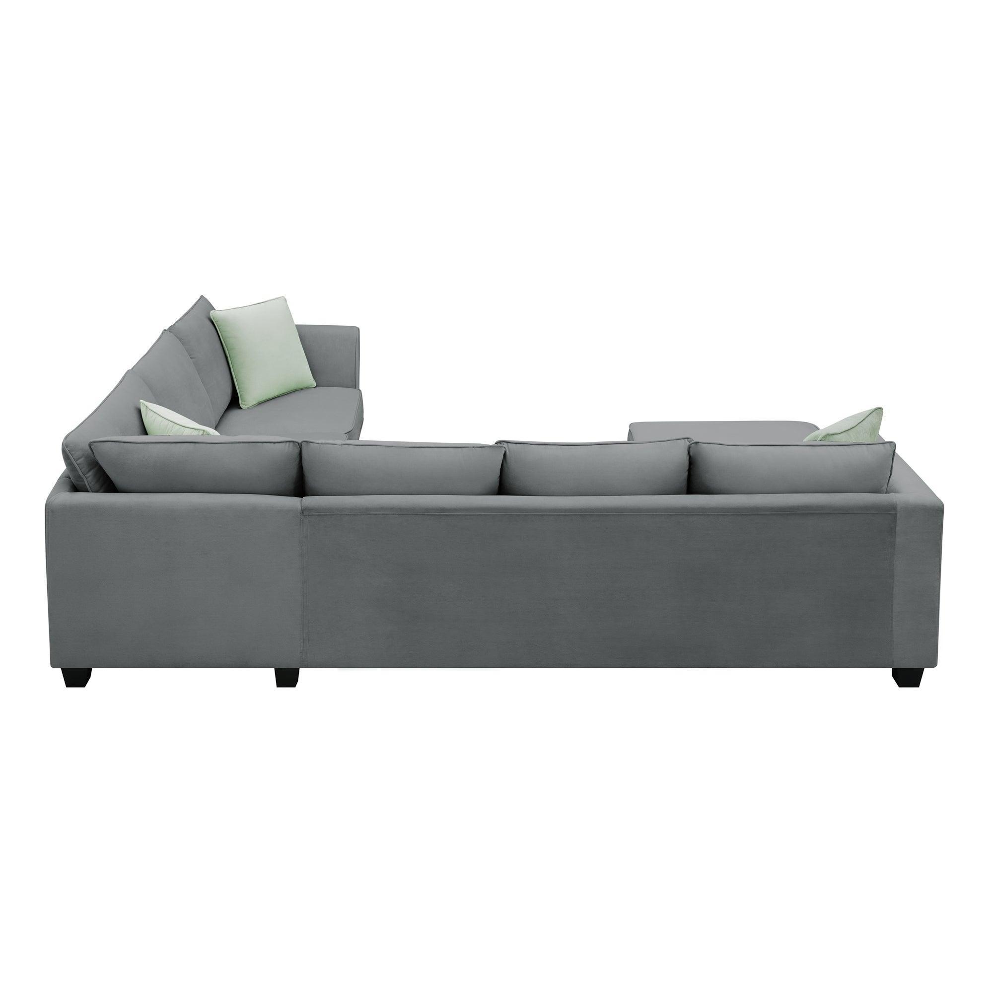7-Seater Modular L-Shaped Sectional Sofa Set with Ottoman & 3 Pillows - 112x87 Inch Fabric Corner Couch for Living Room | Perfect for Family Gatherings & Home Theater Setup