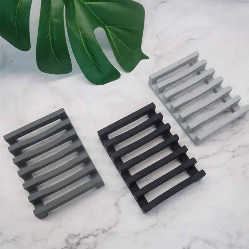 Waveform Silicone Soap Holder - Non-Slip Bathroom Organizer for Showers, Sinks & Kitchen - Durable, Easy to Clean Soap Dish for Liquid or Bar Soap - Perfect for Home, Spa, RV & Travel Use
