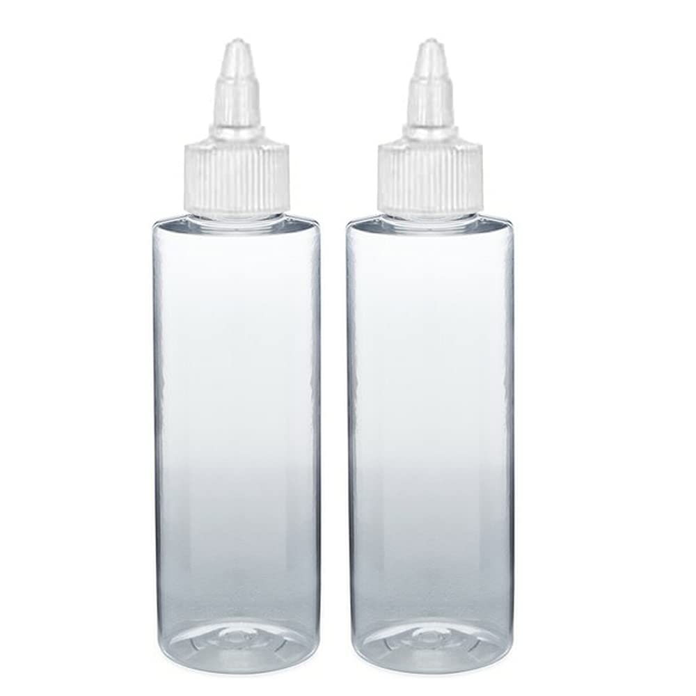 PHARCOS 100ml Twist Top Applicator Bottle - Refillable Transparent Plastic Bottle with Open/Close Nozzle for Hair Oil, Shampoo, Scalp Treatment & DIY Care - Perfect for Hair Roots & Scalp Application (Pack of 2) - Ideal for Home Hair Care, Salon Use & Travel Essentials