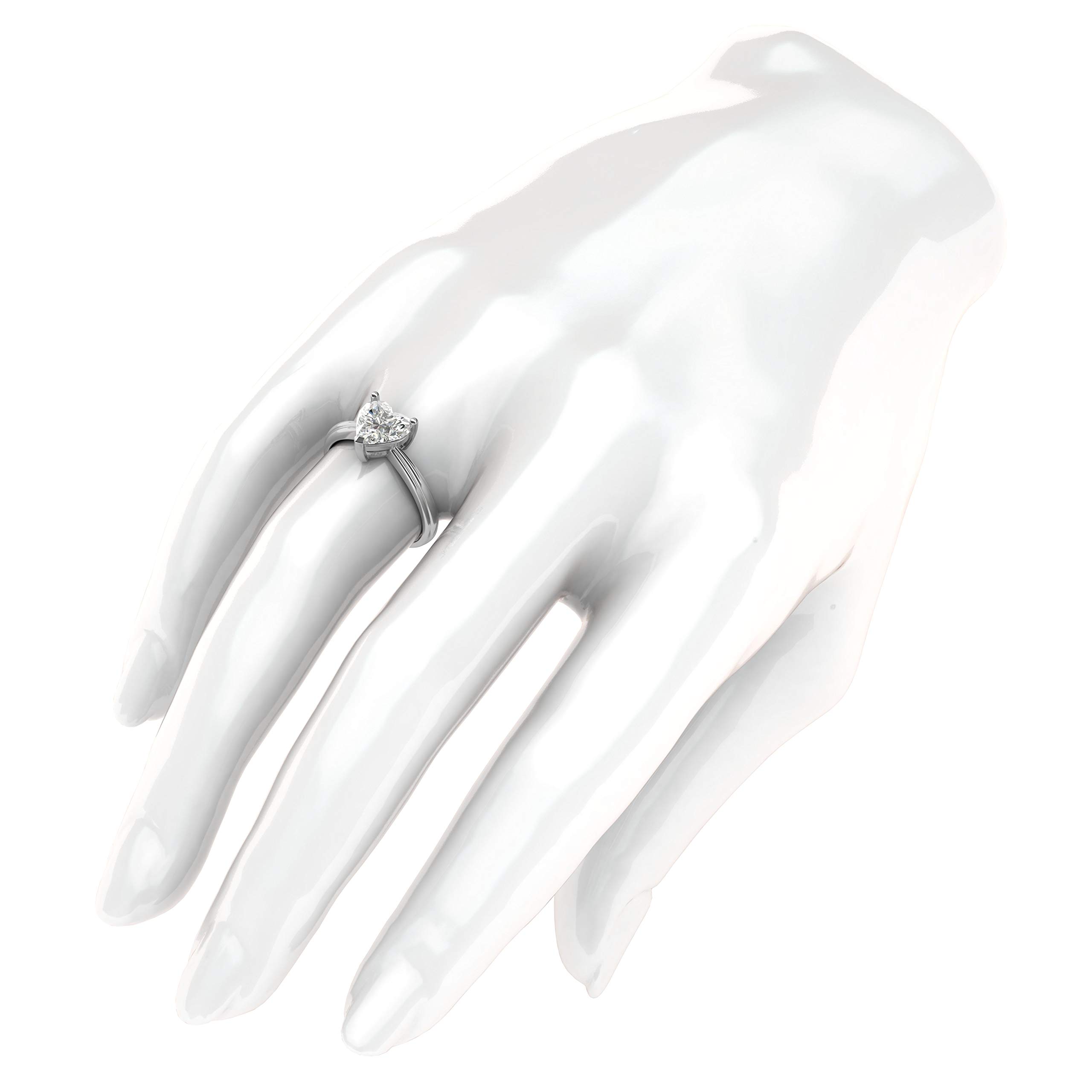 10K White Gold Heart-Shaped Simulated Diamond Engagement Ring for Women - Elegant Promise Bridal Ring with Raised Shank, Perfect for Proposals, Anniversaries & Romantic Occasions