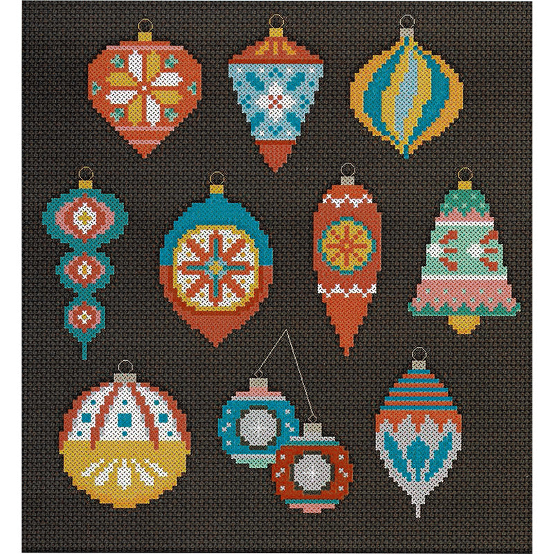 Bright Baubles Cross Stitch Pattern Kit - Christmas Ornament DIY Embroidery Design for Holiday Decorations | Perfect for Home Crafting, Gift Making & Festive Seasonal Projects