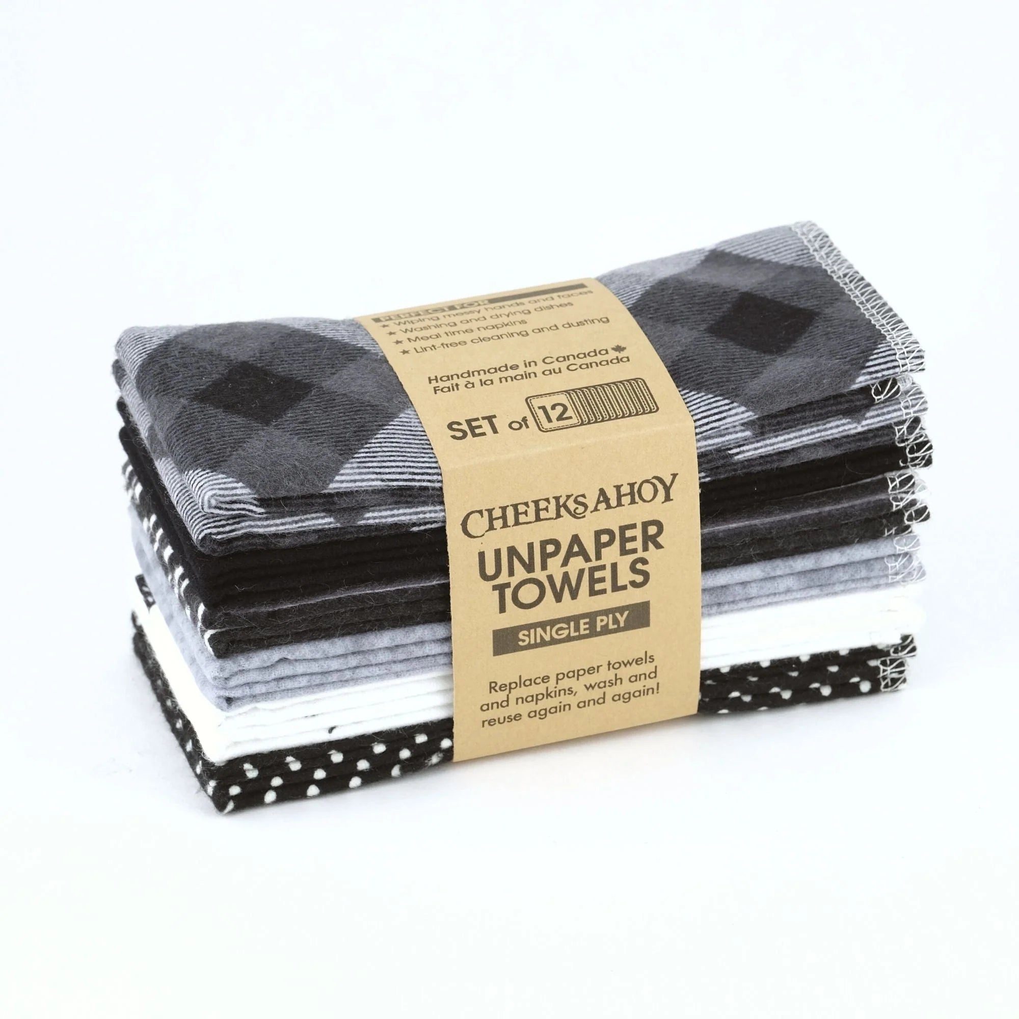 Eco-Friendly Cheeks Ahoy Unpaper Towels - Reusable & Washable Cloth Towels for Kitchen, Cleaning & Sustainable Living