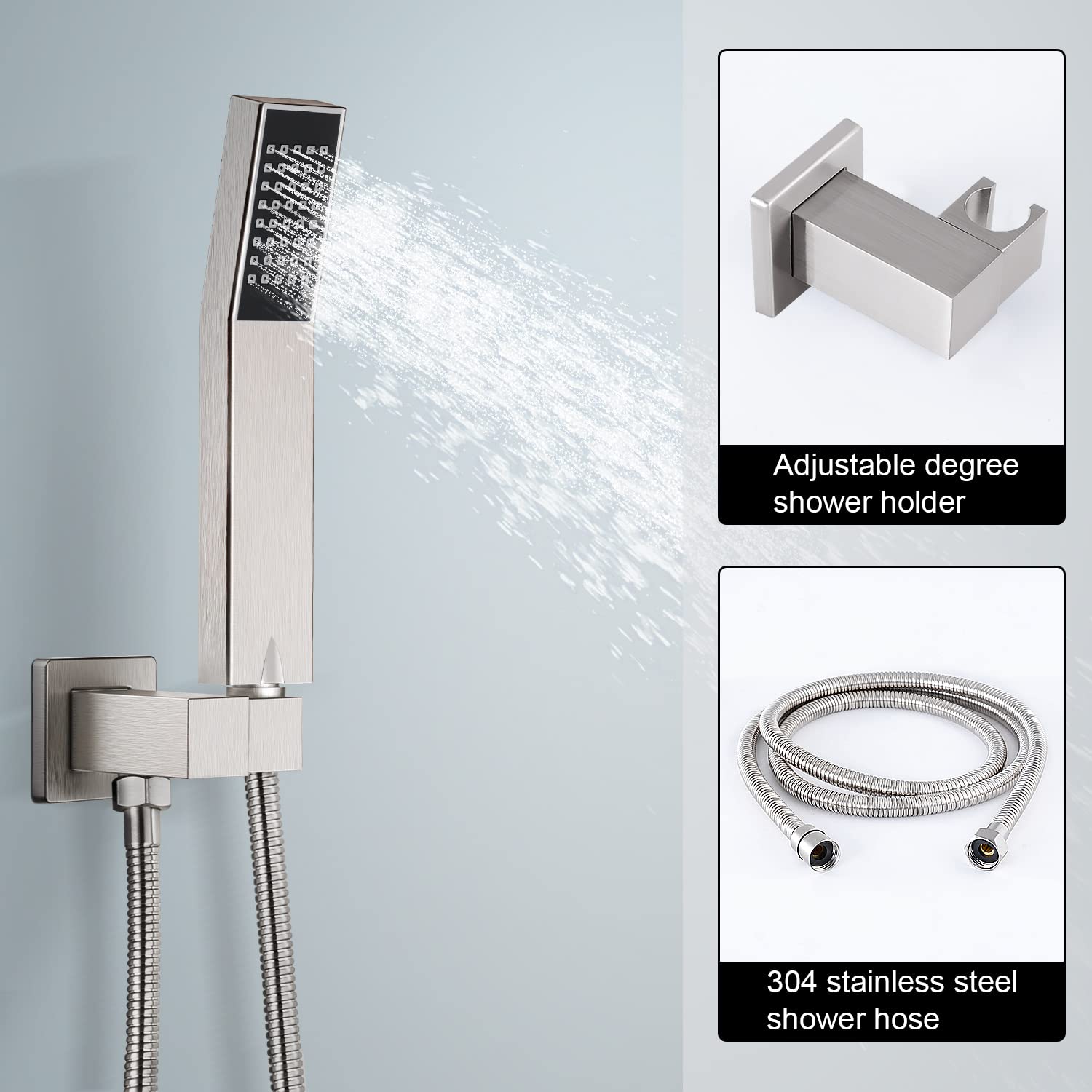 Premium Rainfall Shower System - 12 Inch Rain Shower Head & Handheld Square Shower Combo, Brushed Nickel Wall Mount Faucet with Pressure Balance Valve for Luxurious Spa-Like Bathroom Experience