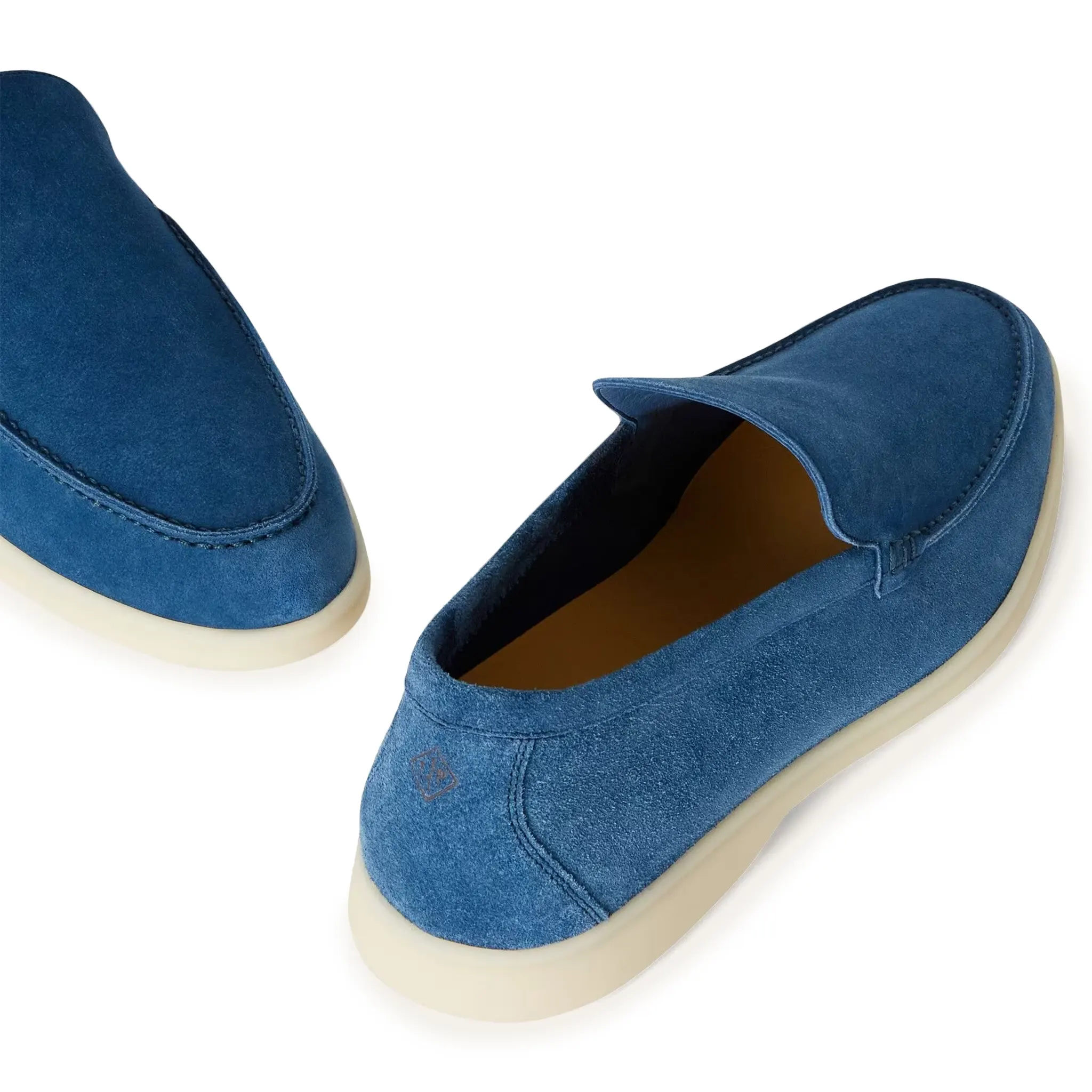 Loro Piana Men's Summer Walk Suede Loafers in Cobalt Ink - Comfortable Slip-On Shoes for Business Casual & Summer Outings