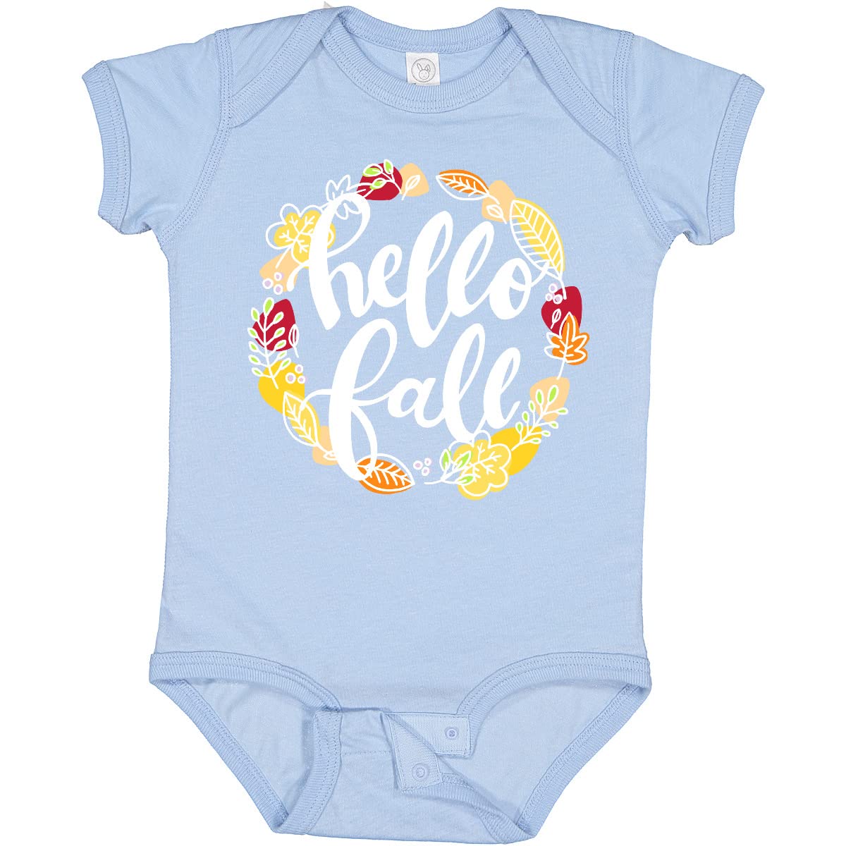 Inktastic Hello Fall with Leaf Wreath Baby Bodysuit - Cute Autumn Infant Onesie for Seasonal Photos, Pumpkin Patch Outings & Family Gatherings