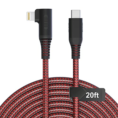 Yeemie 20ft USB C to Lightning Cable MFi Certified, Right Angle 2.4A Fast Charging Cord - Durable iPhone Charger for iPad/AirPods/iPhone 14/13/12/11 - Perfect for Home, Office & Travel Charging