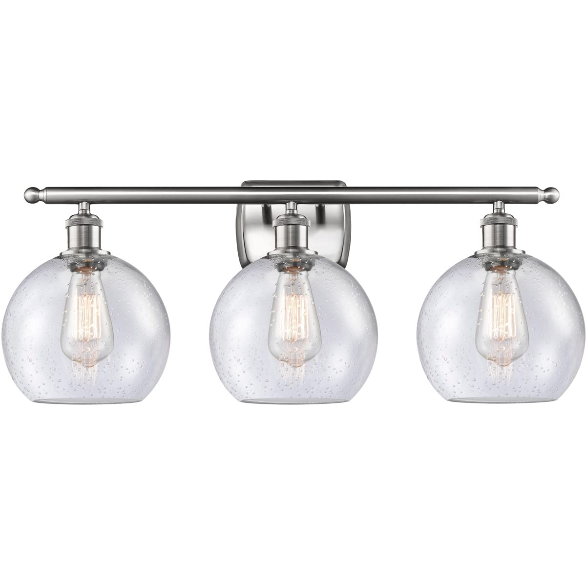 Athens 3-Light Bathroom Vanity Light in Brushed Satin Nickel - Ballston Collection LED Fixture for Modern Bathroom & Powder Room Lighting