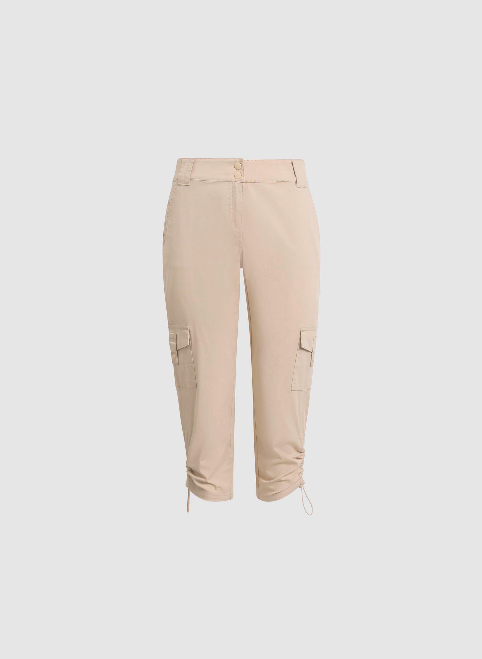 Women's Cropped Drawstring Hem Cargo Pants - High Waisted Casual Joggers for Streetwear & Outdoor Activities | Perfect for Hiking, Travel & Everyday Wear