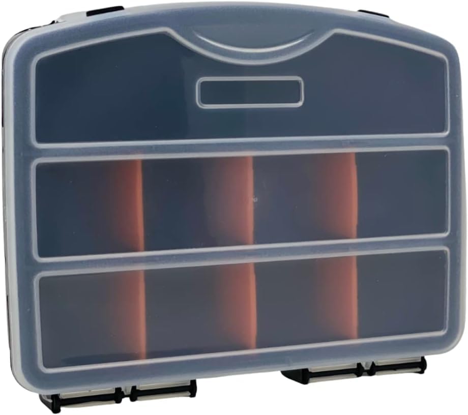 Massca 10-Compartment Screw Organizer Box - Heavy-Duty Plastic Hardware Storage for Nuts, Bolts, Screws & Small Parts - Slim Compact Design with Removable Dividers - Perfect for Toolboxes, Workshops & DIY Projects