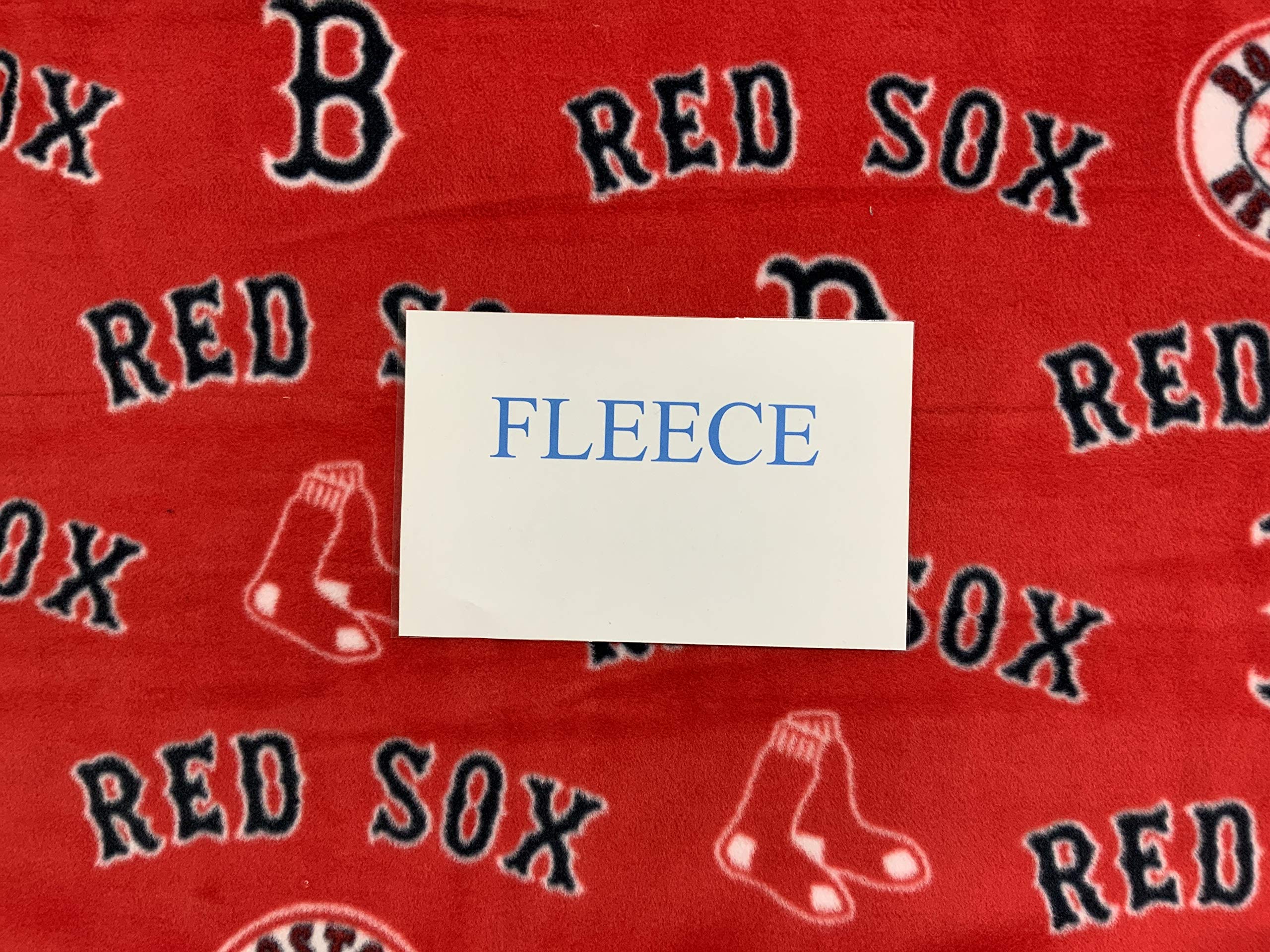 MLB Boston Red Sox Red Baseball Print Fleece Fabric By the Yard - Soft Team Logo Material for DIY Blankets, Pillows & Home Decor