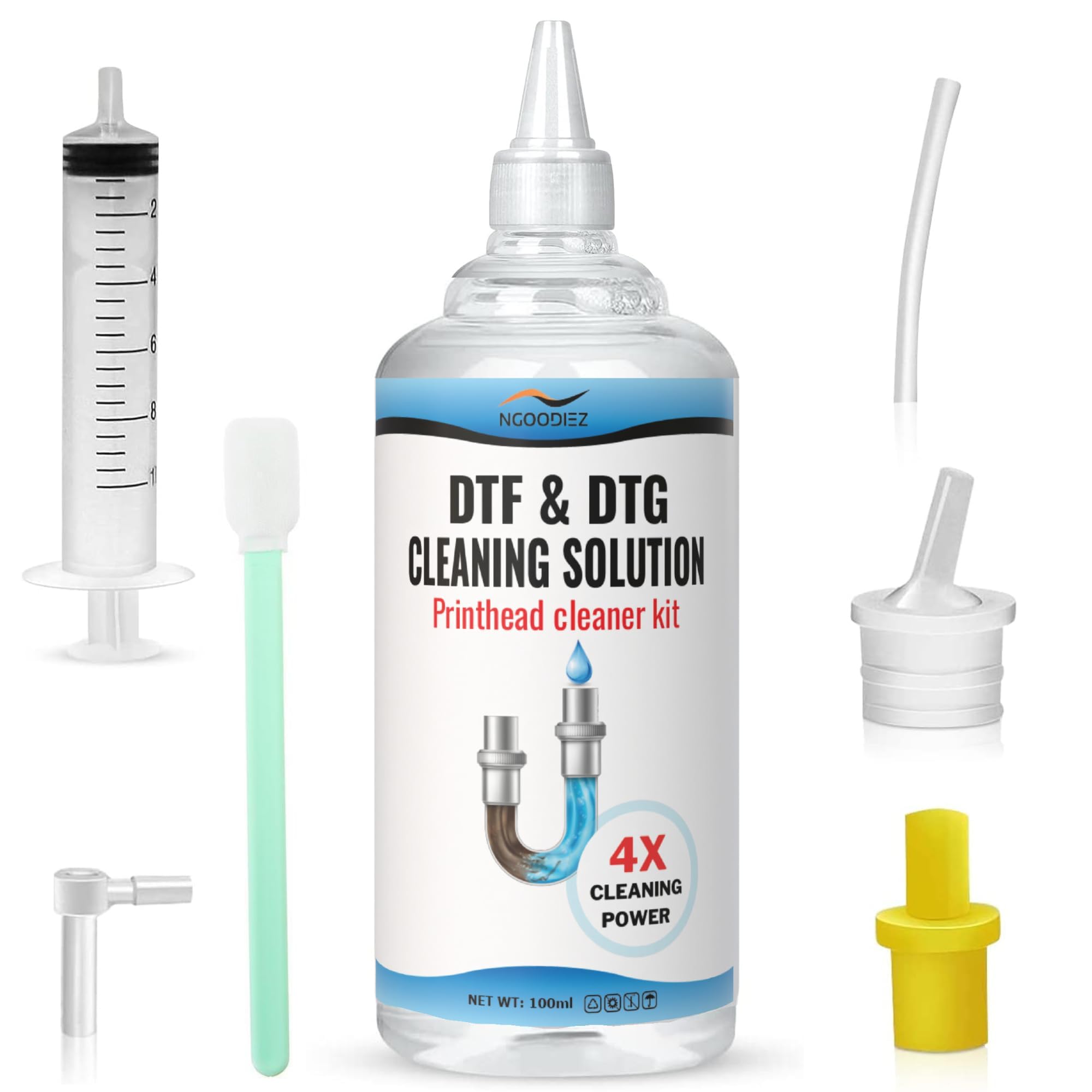 Universal DTF/DTG Printer Printhead Cleaning Kit - Nozzle Cleaner Solution for Direct Transfer Film & Direct-to-Garment Printers (100mL) - Perfect for Maintenance & Preventing Clogs in Home & Commercial Printing