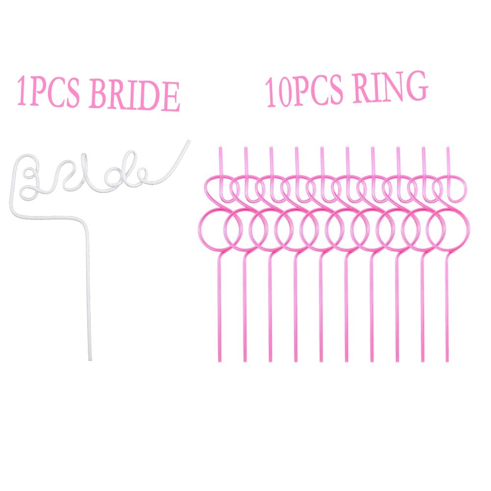 Bride Straws Set - 11pcs Wedding Decor for Bachelorette Party & Bridal Shower | Engagement Gift