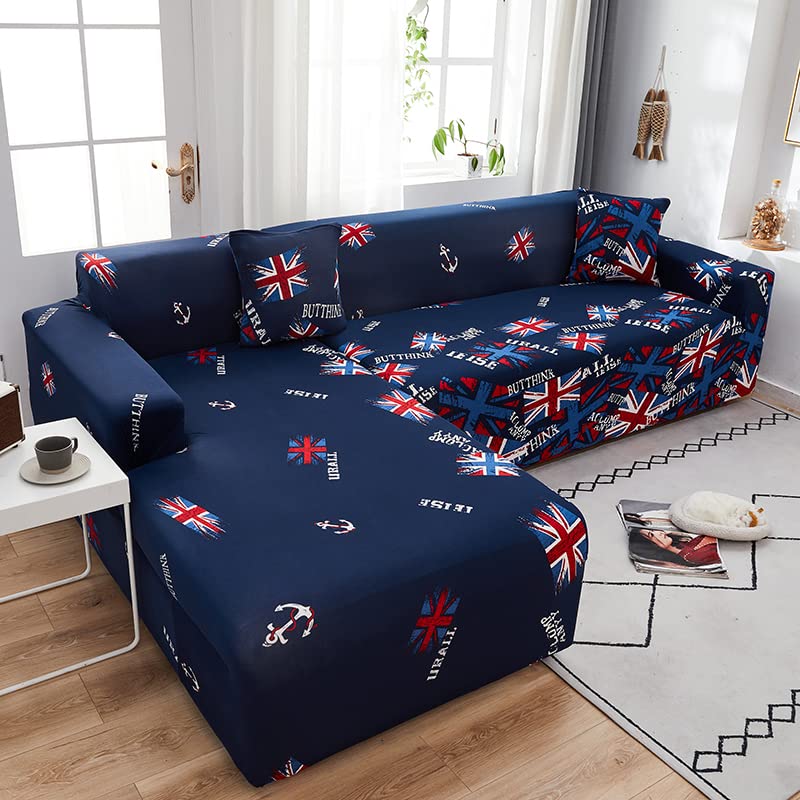 AACHHO Elastic Stretch Sofa Cover for L-Shaped Corner Couch - Universal Fit (145-185cm) - Soft Durable Slipcover for 1/2/3/4-Seater Living Room Furniture - Nordic Style Home Decor for Pets & Kids Protection