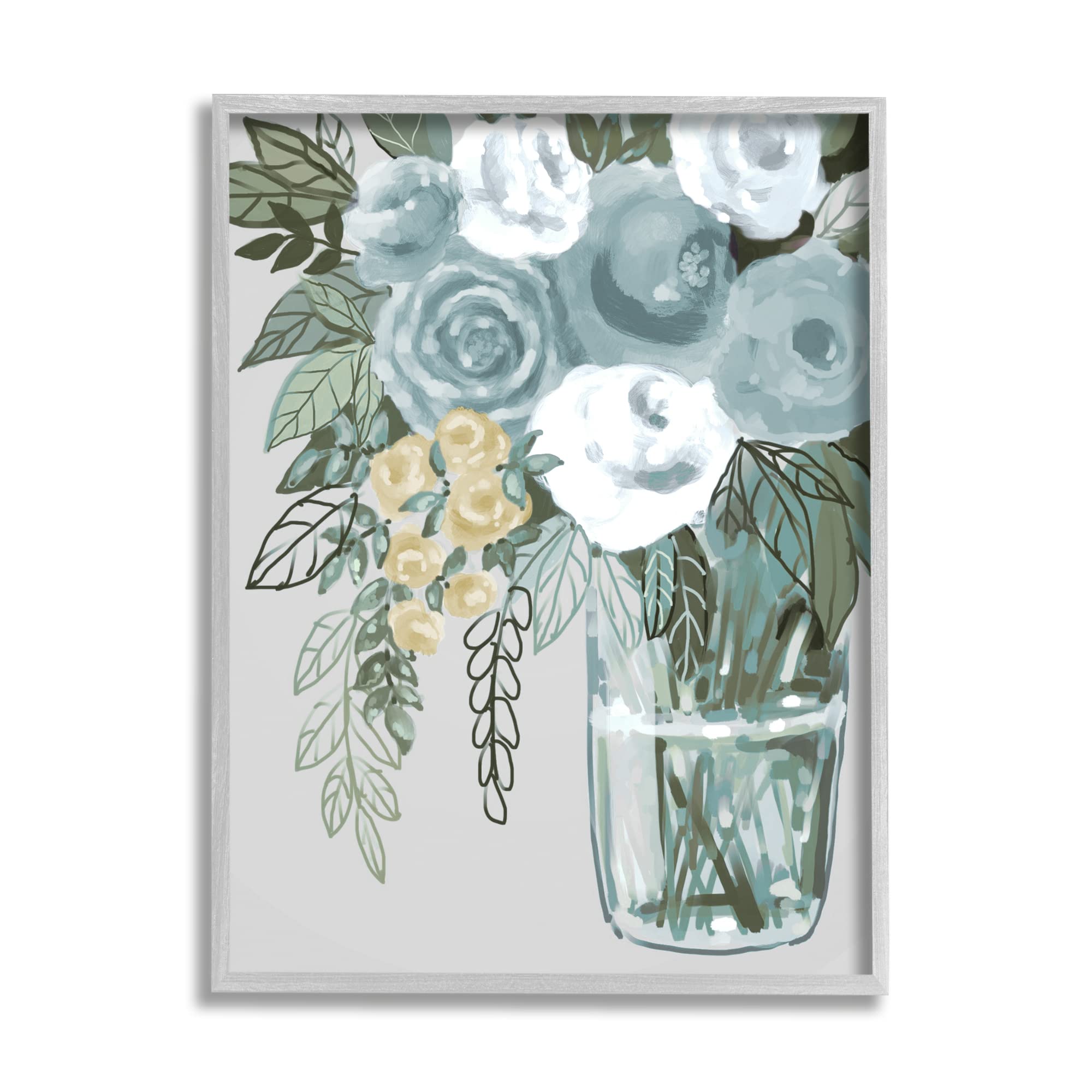 Stupell Industries Boho-Inspired Simple Flower Bouquet Arrangement in Glass Vase - Wall Art Home Decor for Living Room, Bedroom & Office