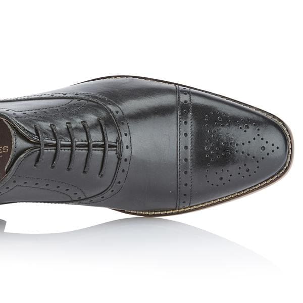 Premium Black London Brogue Arthur Oxford Men's Shoes - Classic Formal & Business Wear for Office, Weddings & Special Occasions