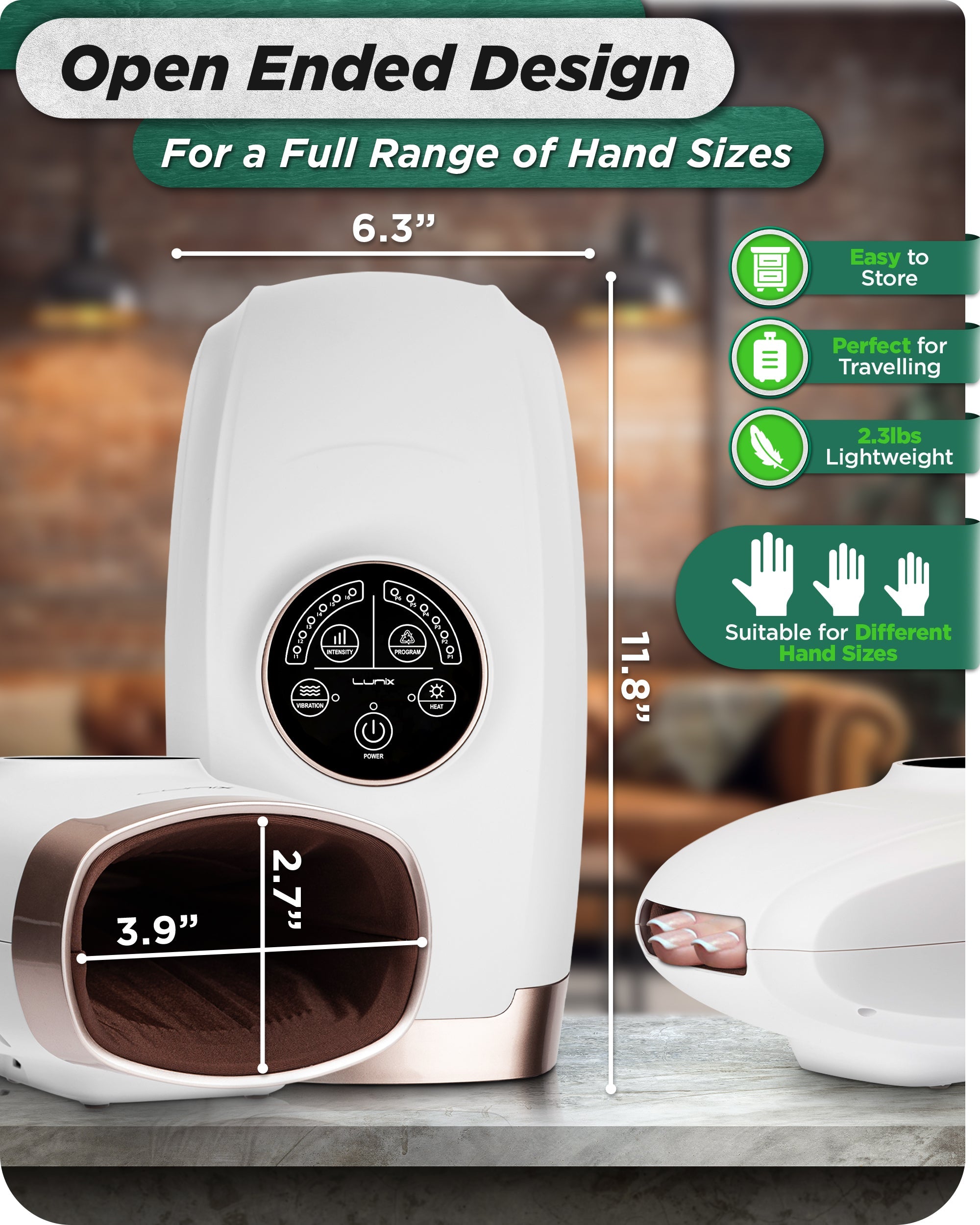 LX3 Cordless Hand Massager for Pain Relief - Rechargeable Electric Hand Massager with Heat Therapy, White - Perfect for Arthritis, Carpal Tunnel & Office Workers
