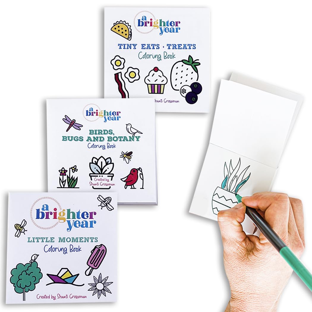 Original Adult Mini Coloring Book - 3-Pack Variety Set (3”x3” Pocket Size, 50 Pages, No Bleed) - Stress Relief Gift for Anxiety, Travel & Relaxation - Perfect for Commuting, Office Breaks & Mindfulness Practice