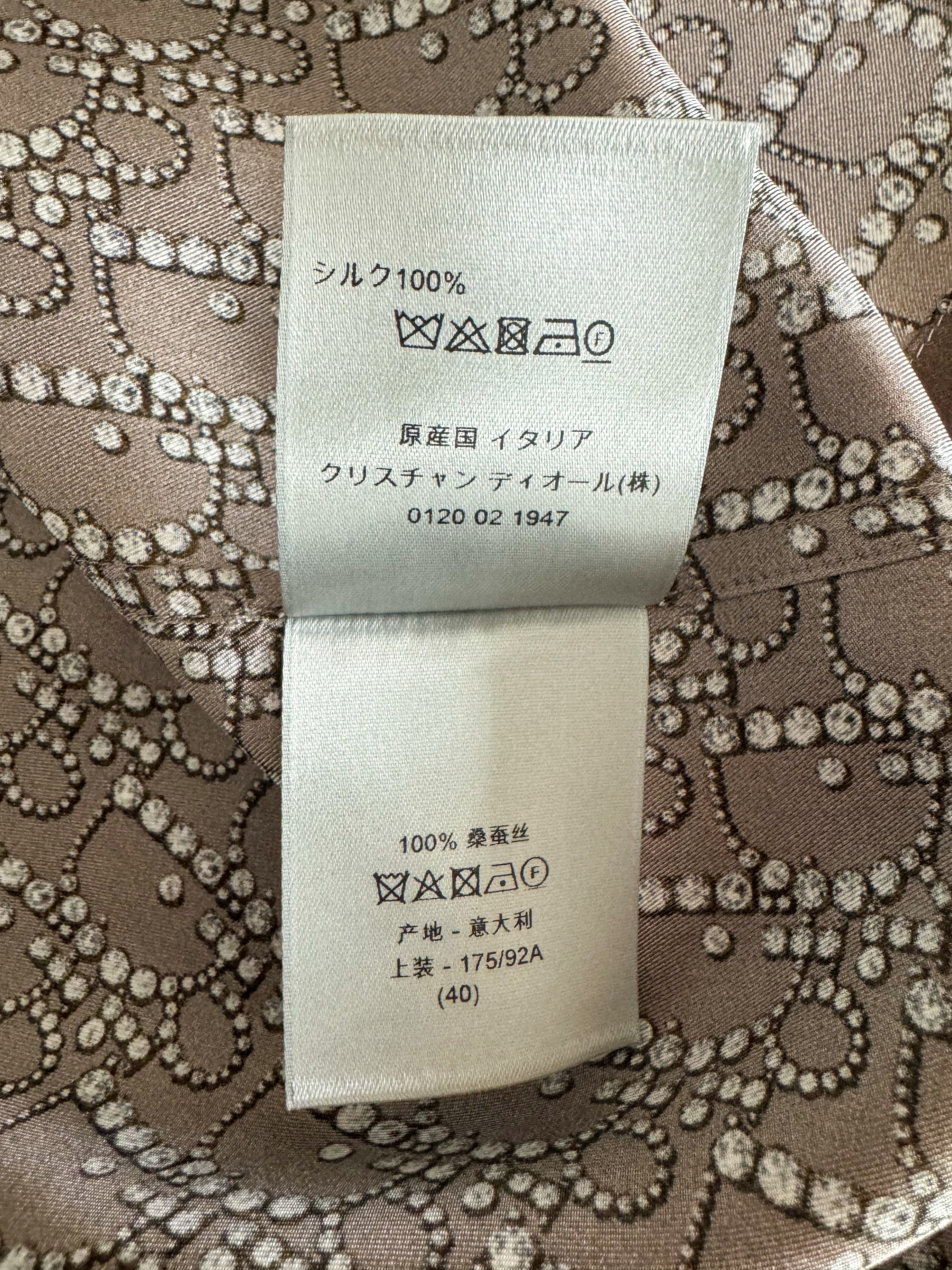 Dior Brown Diamond Oblique Silk Button Up Shirt for Men - Luxury Designer Dress Shirt for Business, Party & Formal Occasions