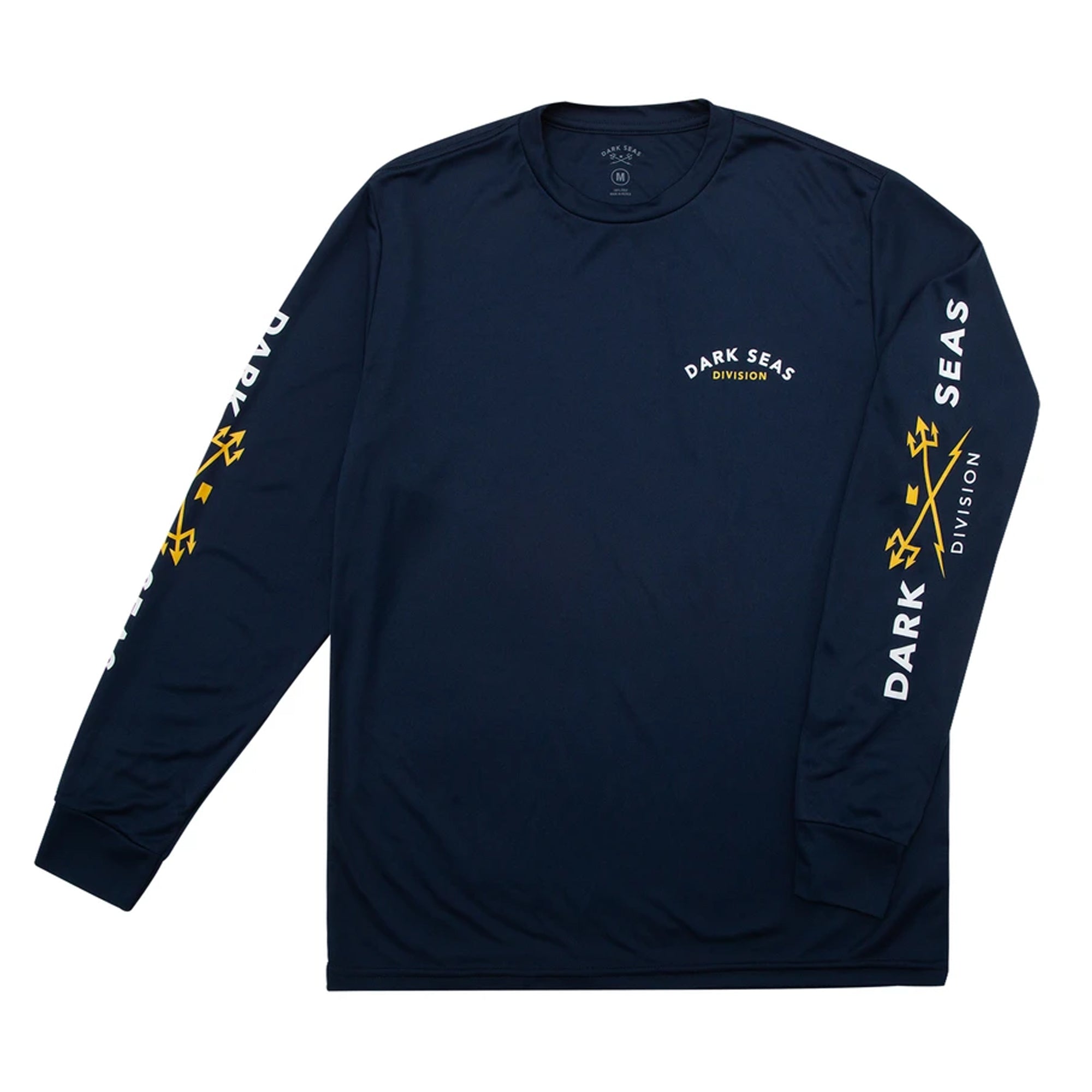 Dark Seas Headmaster Men's Long Sleeve Rashguard UPF 50+ Sun Protection - Navy Blue Surfing Shirt for Swimming, Beach, Yoga & Outdoor Activities