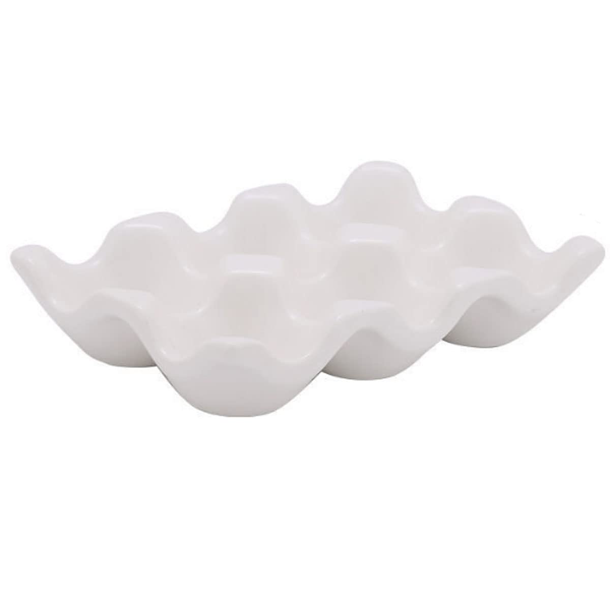 6-Cup Ceramic Egg Tray Holder - White Refrigerator & Countertop Egg Storage Organizer for Kitchen Display, Easter Decor & Fresh Egg Preservation