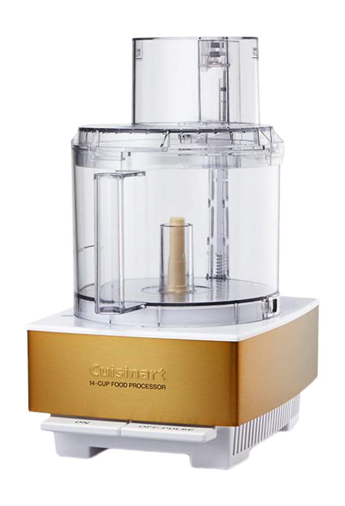Cuisinart 14-Cup Food Processor - Powerful Vegetable Chopper for Mincing, Dicing, Shredding & Dough Kneading - Stainless Steel (White/Gold) - Perfect for Meal Prep, Baking & Large Batch Cooking - DFP-14WGY