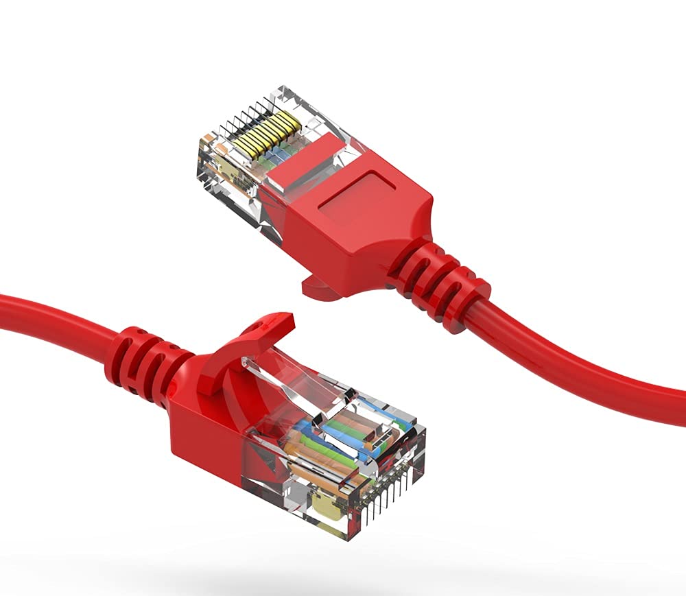 0.5ft Cat6A UTP Slim Ethernet Cable 28AWG - High Speed Gigabit LAN Network Patch Cable (50 Pack, Red) for Home Office, Gaming, and Server Room Connectivity