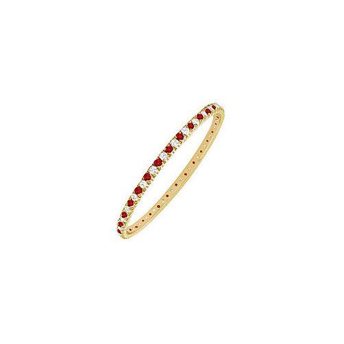 14K Yellow Gold Ruby and Diamond Eternity Bangle Bracelet - 3.00 CT TGW - Elegant Jewelry Gift for Women, Anniversary, Wedding, Valentine's Day