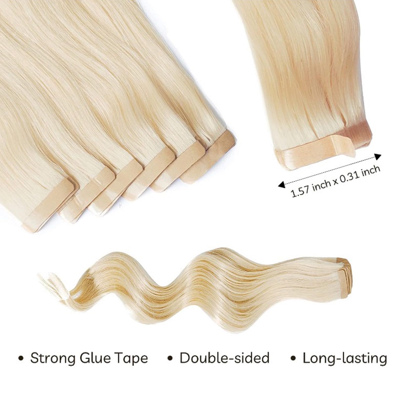 WIGI Premium Tape in Hair Extensions - 100% Real Human Hair, 20pcs Straight Seamless Skin Weft, 50g/pack, Thick Ends for Invisible Volume | Perfect for Daily Styling, Weddings & Special Occasions