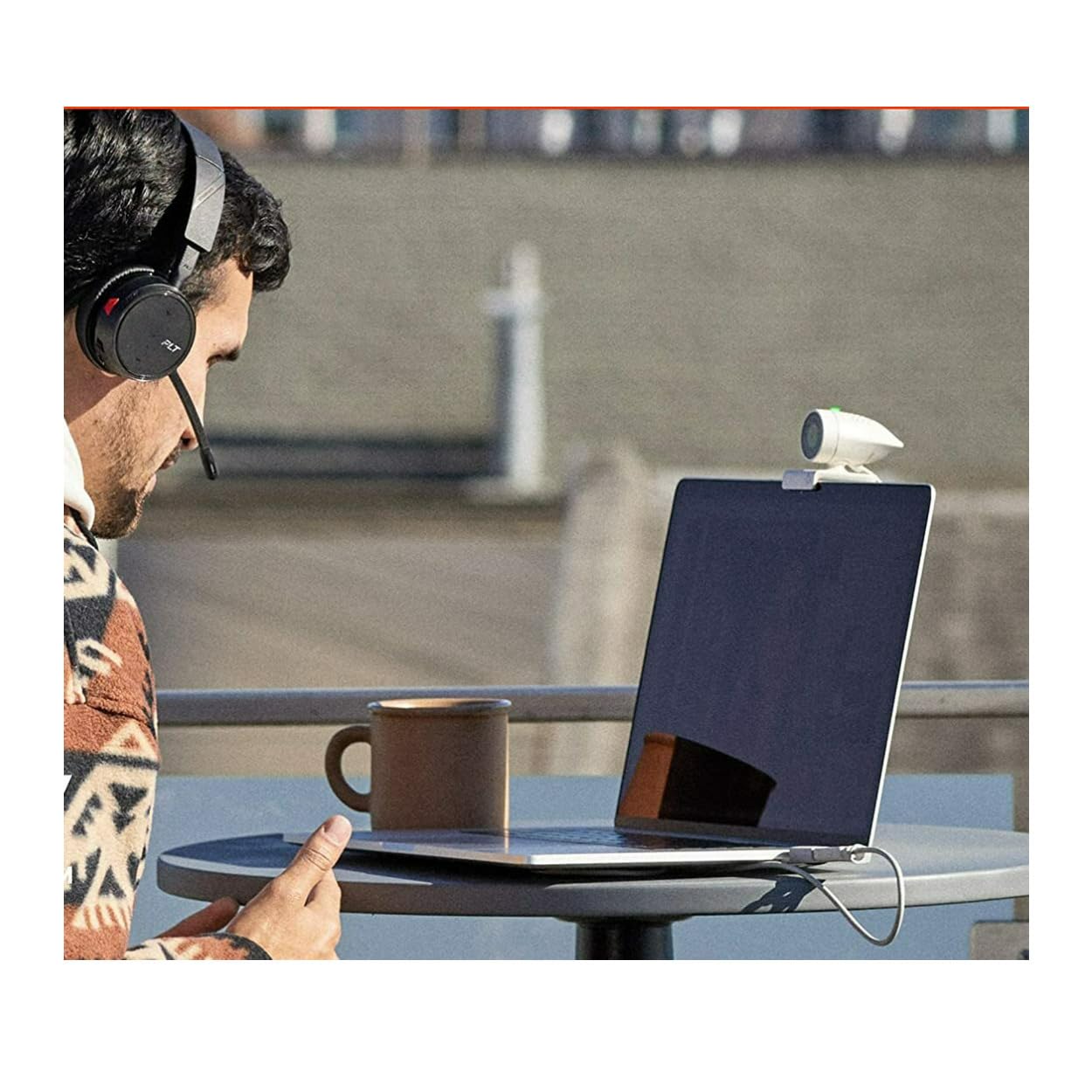Poly Studio P5 Kit with Voyager 4220 UC Headset - 1080p HD Video Conference Camera & Wireless Stereo Headset - Professional Webcam for Zoom, Microsoft Teams, Webex - Perfect for Home Office & Remote Work Meetings