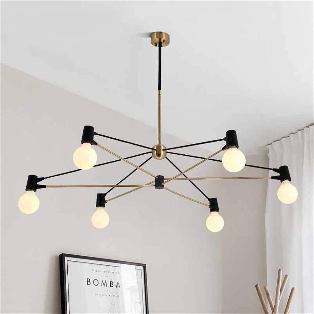 6-Light Modern Chandelier with Glass Shades - Black & Gold Nordic Style Ceiling Light Fixture for Living Room, Dining Room, Bedroom - Elegant Home Decor Lighting