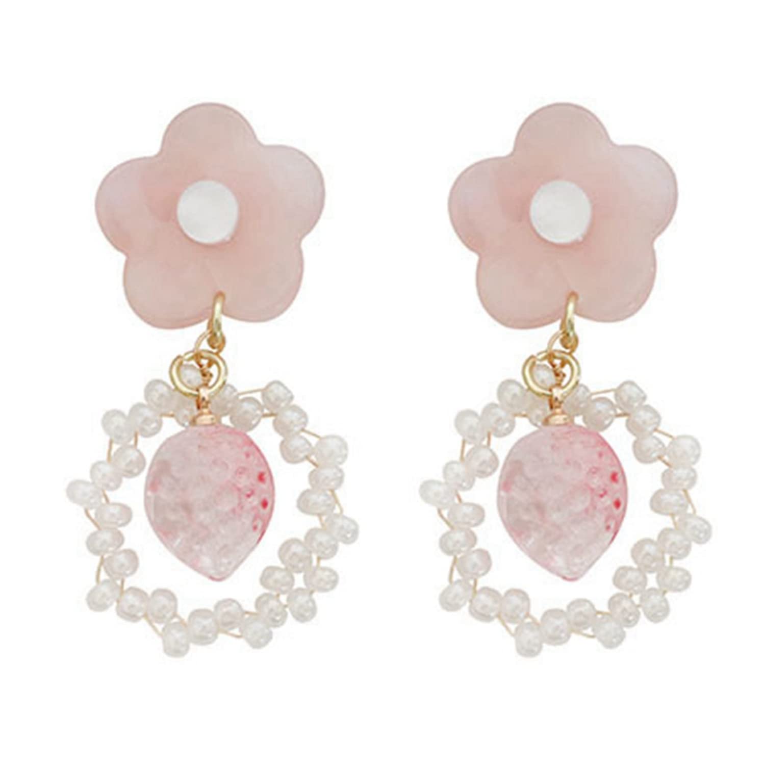 ASTRUE HANDMADE Resin Bowknot Dangle Earrings for Women - Pink Rose Drop Earrings Fashion Jewelry Gift for Her, Teen Girls, Valentine's Day, Birthday, Anniversary | Perfect for Dating, Parties, Office Wear & Everyday Accessories