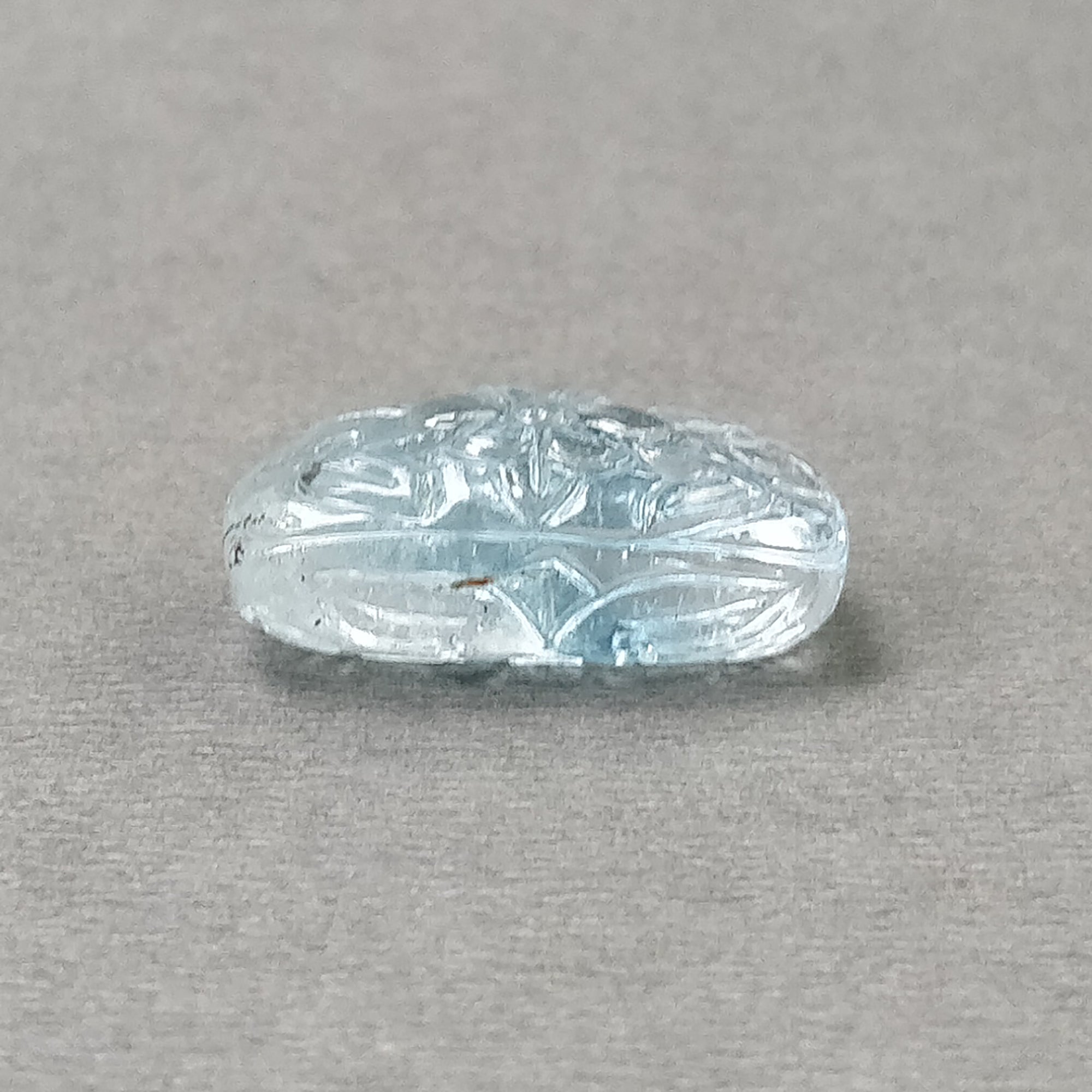 Natural Blue Aquamarine Gemstone Carving - 30.90cts Untreated Hand Carved Cushion Shape (23x13.5mm) for Jewelry Making, Collecting & Healing Crystal Decor