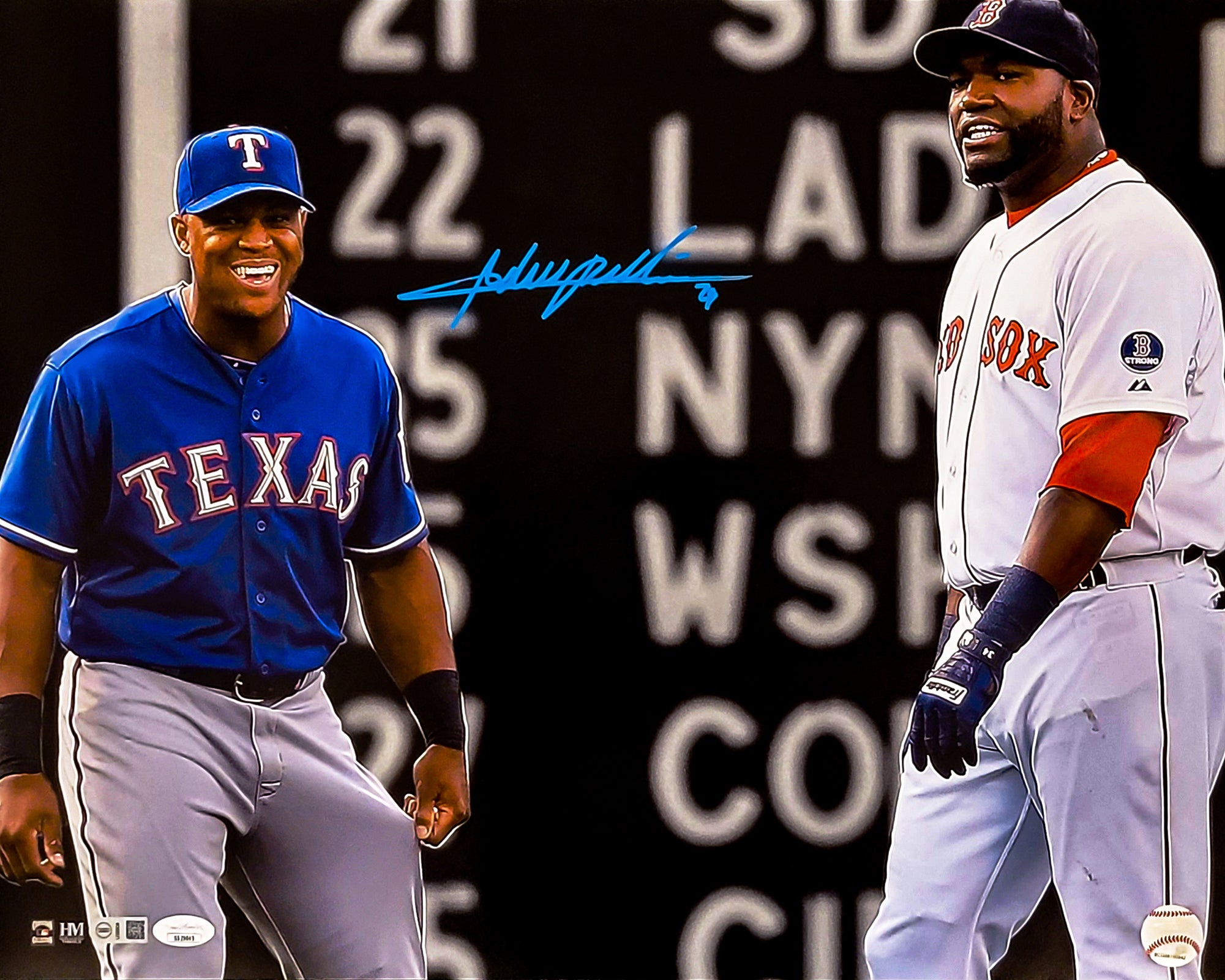 Adrian Beltre Autographed 16x20 Photo Texas Rangers With David Ortiz - JSA Certified #211895 - Perfect for Sports Memorabilia Collectors and Rangers Fans Display