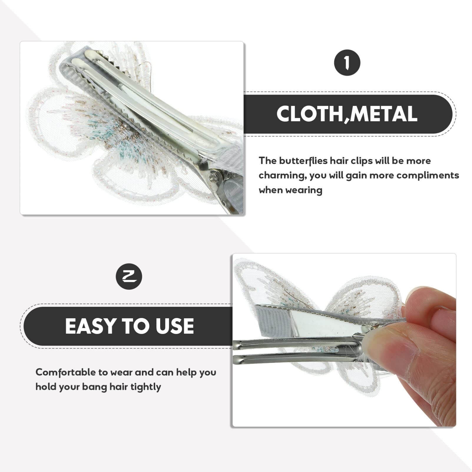 FOMIYES 10pcs White Metal Butterfly Hair Clips for Women - Elegant Wedding Hair Accessories, Floral Hair Pins for Bridal, Prom, Party & Special Occasions - Perfect Hair Decoration for Girls and Misses