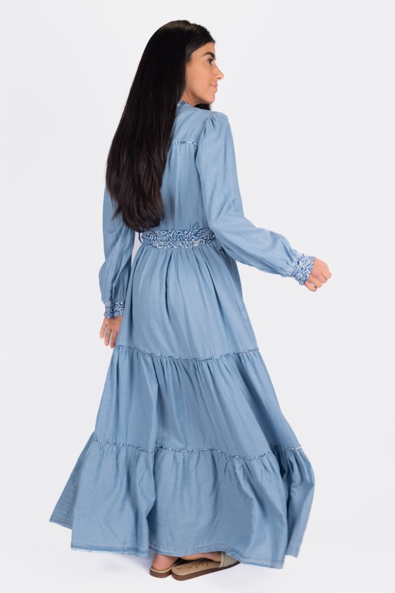 SHEVA Women's Blue Dress - Elegant Flowy Summer Dress for Casual Wear, Beach, Party & Vacation | Lightweight & Comfortable