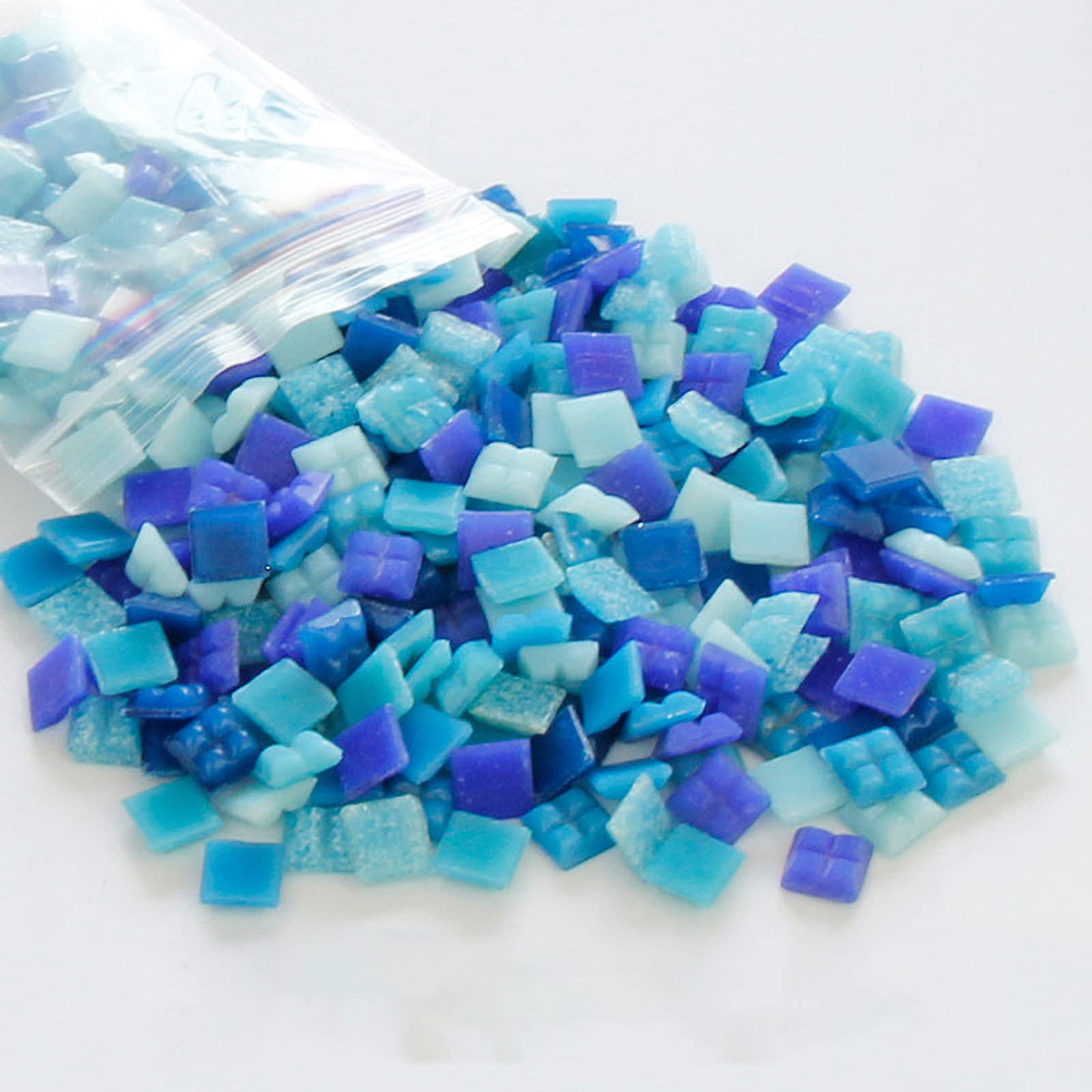 300-Piece Blue Mix Quartz Glass Mosaic Tiles (1x1cm) - 200g Pack for DIY Home Decor, Crafts, Picture Frames, Flowerpots & Tableware - Perfect for Bathroom Backsplash, Kitchen Decor & Art Projects