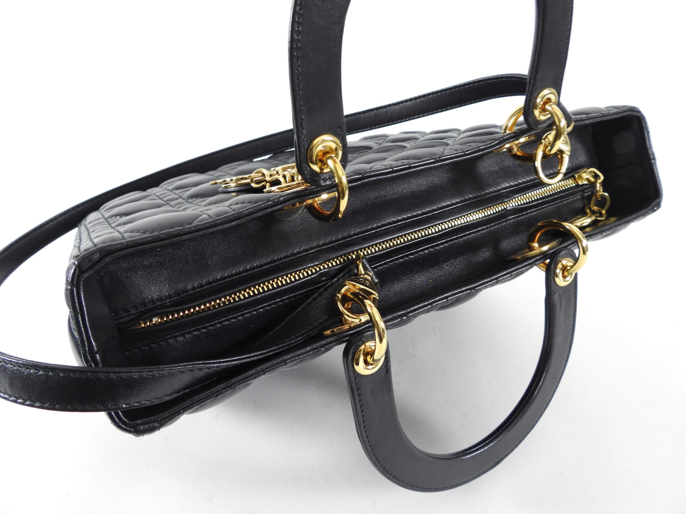 Dior Lady Dior Large Black Lambskin Cannage Tote Bag for Women | Luxury Designer Handbag | Perfect for Work, Evening Events & Travel