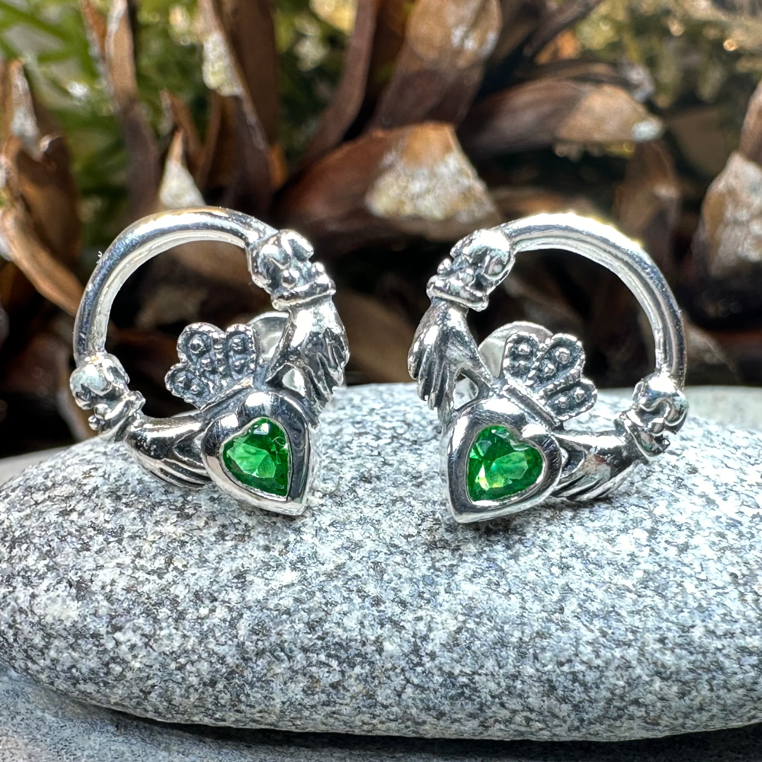 Cheerful Claddagh Earrings - Irish Friendship & Love Stud Earrings for Women, Sterling Silver Celtic Jewelry - Perfect for St. Patrick's Day, Weddings & Gifts