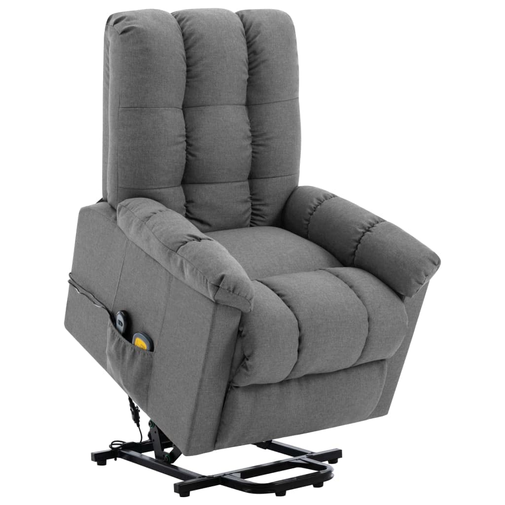 CHARMMA Stand-up Massage Recliner Chair - Light Gray Fabric (97 lbs) for Living Room, Office & Home Relaxation