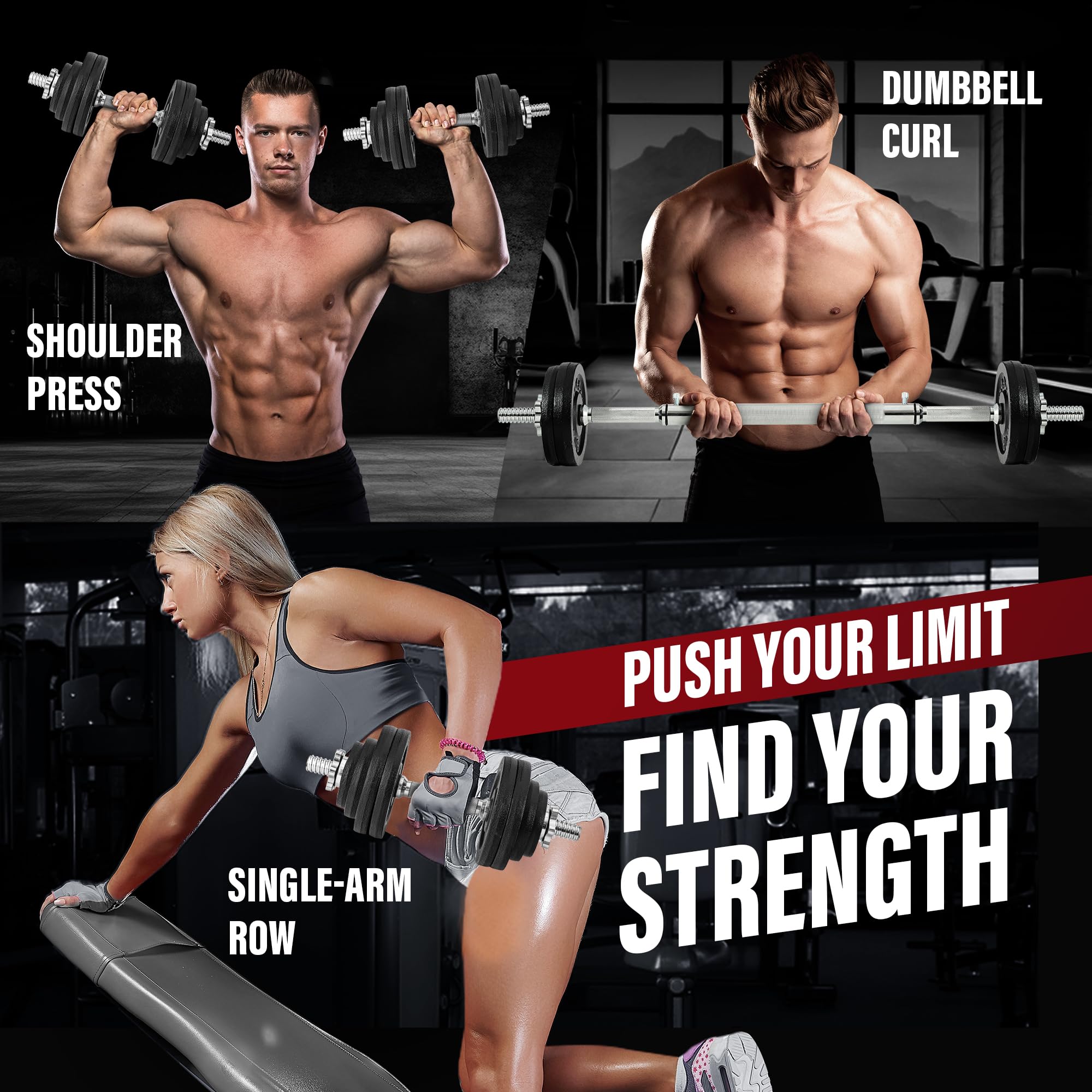 Yes4All Adjustable Dumbbell Set with Weight Plates (40-200 lbs) - Old School Star Lock Collars & Connector for Home Gym Strength Training & Weightlifting Workouts