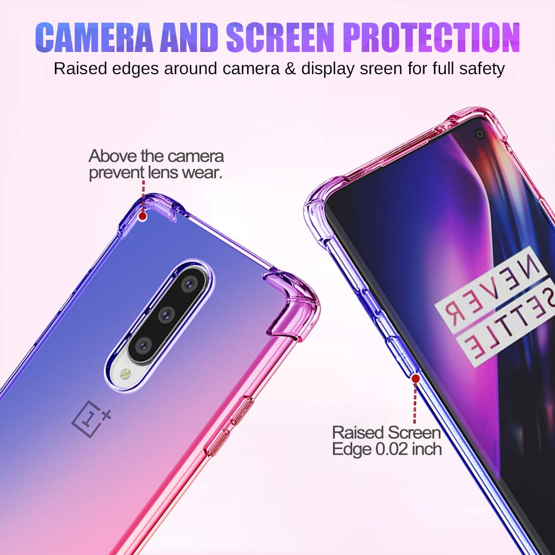 **OnePlus 8 Phone Case - Gradient Slim Clear TPU Shockproof Cover | Anti-Scratch & Durable Protection for OnePlus 8 (Blue/Pink) | Perfect for Everyday Use, Travel & Outdoor Activities**