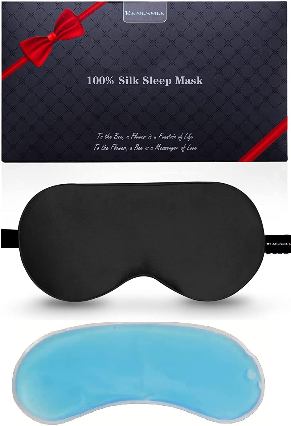 RENESMEE® Cooling Gel Eye Mask - Reusable Cold Compress for Puffy Eyes, Dark Circles & Migraine Relief - Soft Plush Backing Eye Ice Pack for Redness, Stress & Sleep - Perfect for Travel, Work Breaks & Post-Surgery Recovery