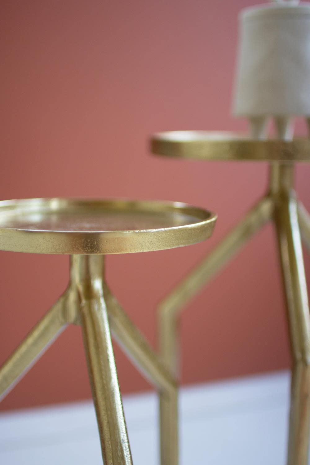 KALALOU Set of 2 Modern Aluminum Side Tables with Antique Brass Finish - Perfect for Patio, Living Room & Outdoor Decor - NTK1015