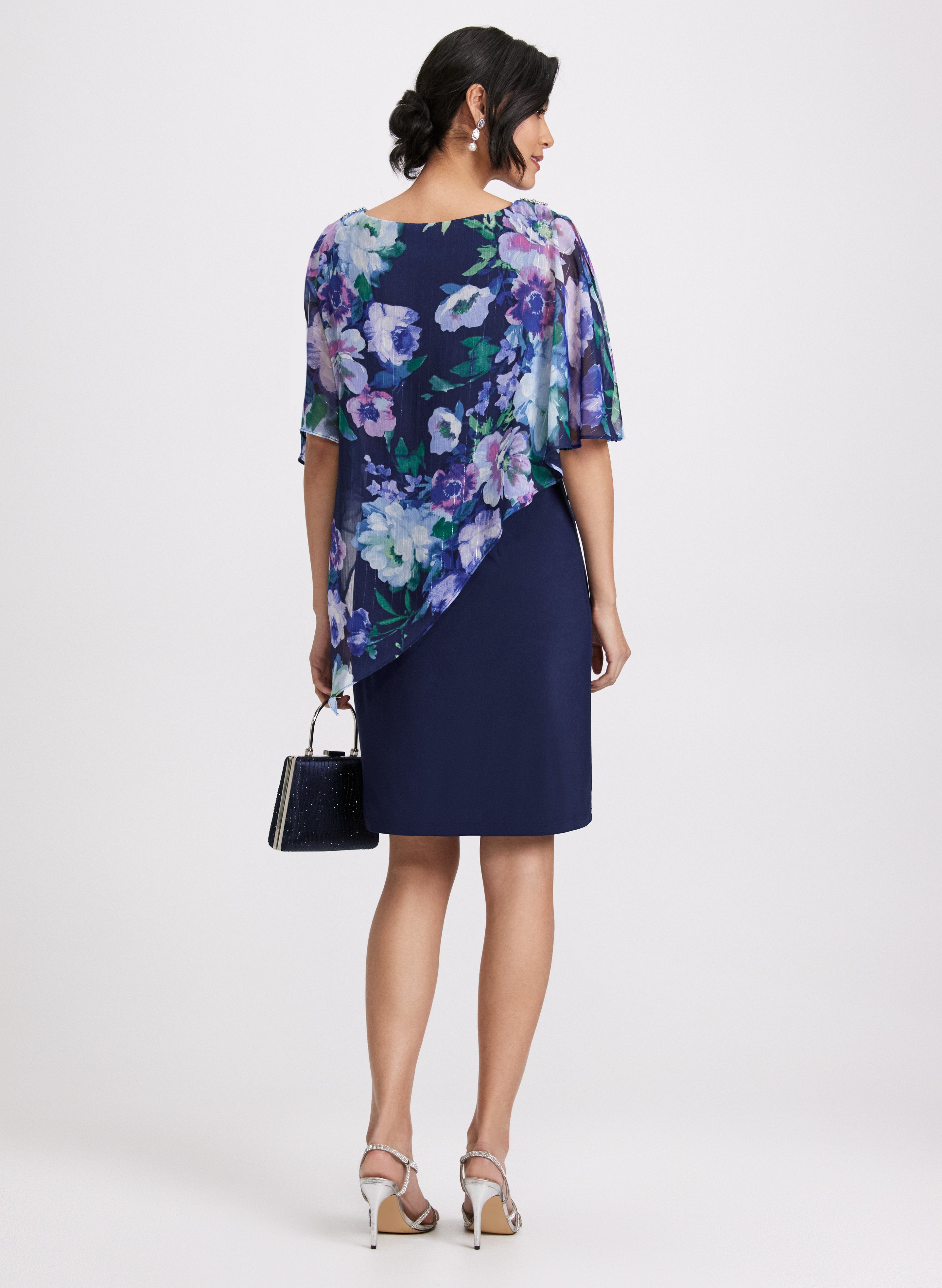 Elegant Chiffon & Jersey Dress for Women - Flowy Summer Maxi Dress with Floral Print | Perfect for Beach Vacations, Weddings & Casual Outings