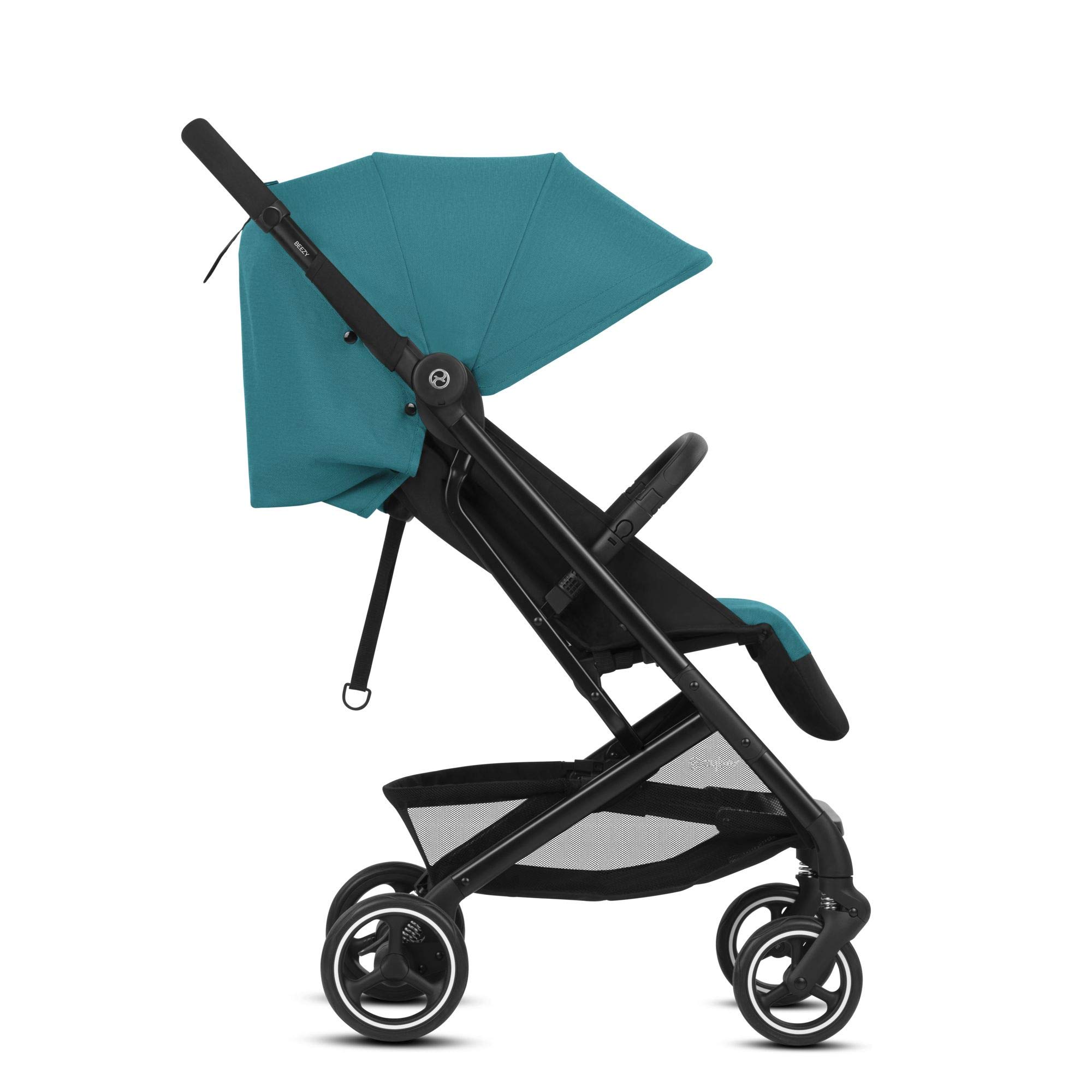 CYBEX Beezy Lightweight Compact Fold Travel Stroller for Baby - Compatible with All CYBEX Infant Car Seats, Stands Upright for Storage, Multiple Recline Positions, Easy to Carry - River Blue | Perfect for Air Travel, City Walks & Everyday Use