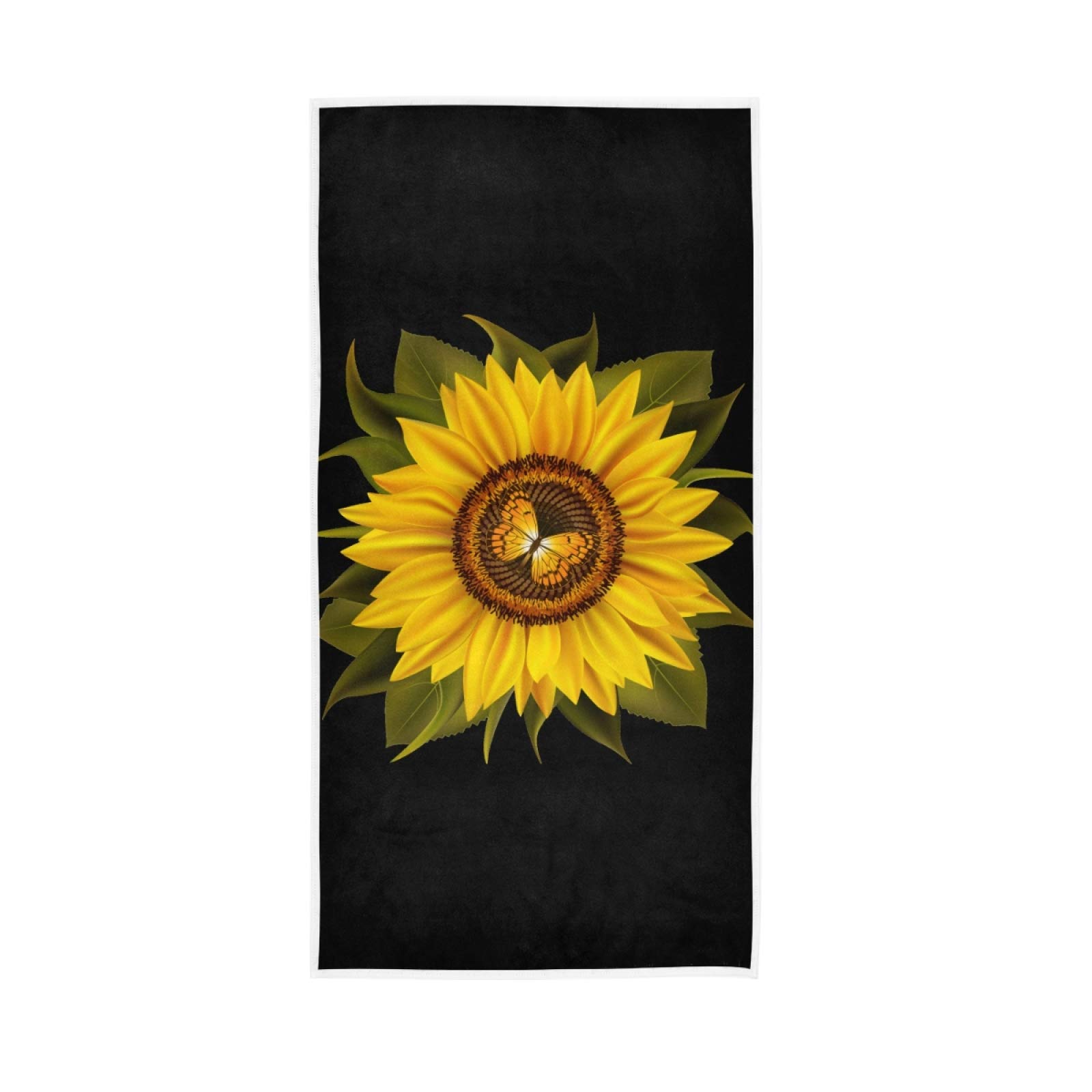 Premium Sunflower Leaves Butterfly Hand Towels - Soft Yellow Bath Towels for Guest & Home Bathroom Decor - 15x30 Inch - Perfect for Spa, Hotel, and Luxury Bathroom Decorations