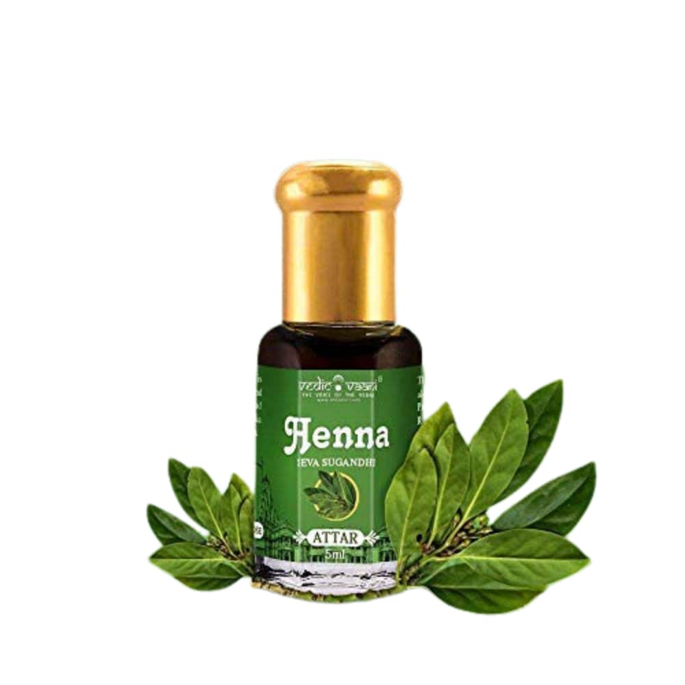Vedic Vaani Natural Pure Henna Ittar Perfume - 10ml | Sugandhi Attar for Aromatherapy, Meditation & Spiritual Rituals