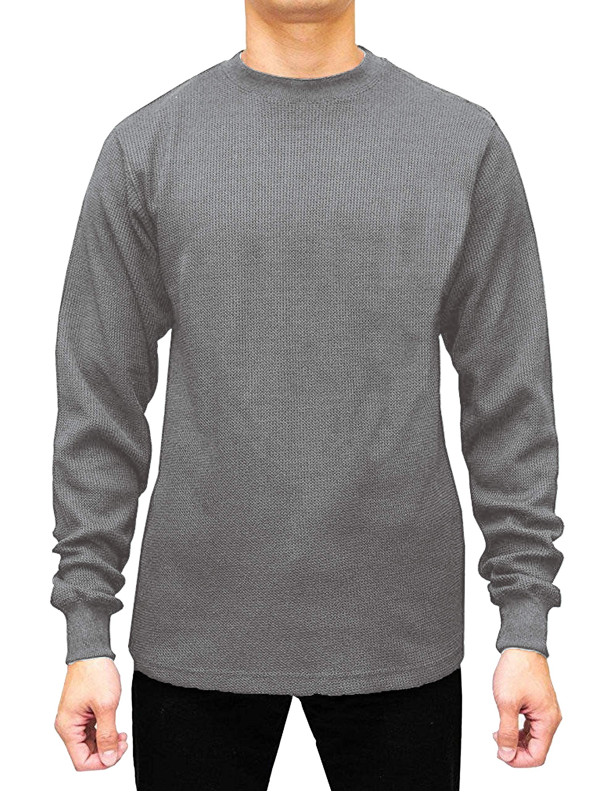 JMR Men's Heavyweight Long Sleeve Waffle Thermal Shirt - Crew Neck Thermal Underwear Top for Cold Weather (Multiple Colors & Sizes) - Ideal for Winter Layering, Outdoor Work, and Casual Wear