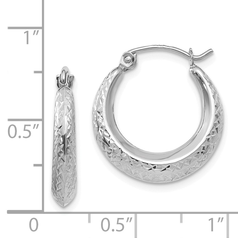 14K White Gold Madi K Textured Hollow Hoop Earrings for Women - Elegant Dainty Jewelry for Everyday Wear, Date Night & Special Occasions | Jewels By Lux